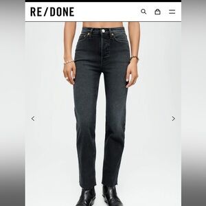 Re/done stove pipe jeans in washed noir